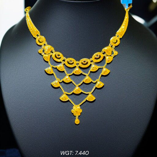 (GCN22) BIS CERTIFIED HUID HALLMARK 916 22KT GOLD NECKLACE CHOKER (APPROX WGT: 7.440 GM) 1 PIECE FOR WOMEN.