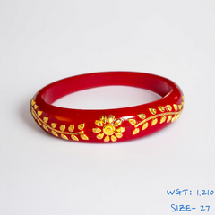 GPB18K- (SIZE-27) RED COLOUR 18KT HALLMARK GOLD BRACELET POLA 1 PIECE FOR MARRIED WOMEN (REGULAR USE) APPROX WGT: 1.210 GM