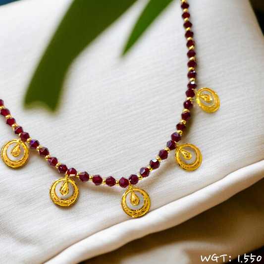 TRJ CIRCLE DESIGN SELI WGT: 1.550 GM APPROX HUID HALLMARK 22KT GOLD SELIHAR 1 PIECE WITH TASSEL.