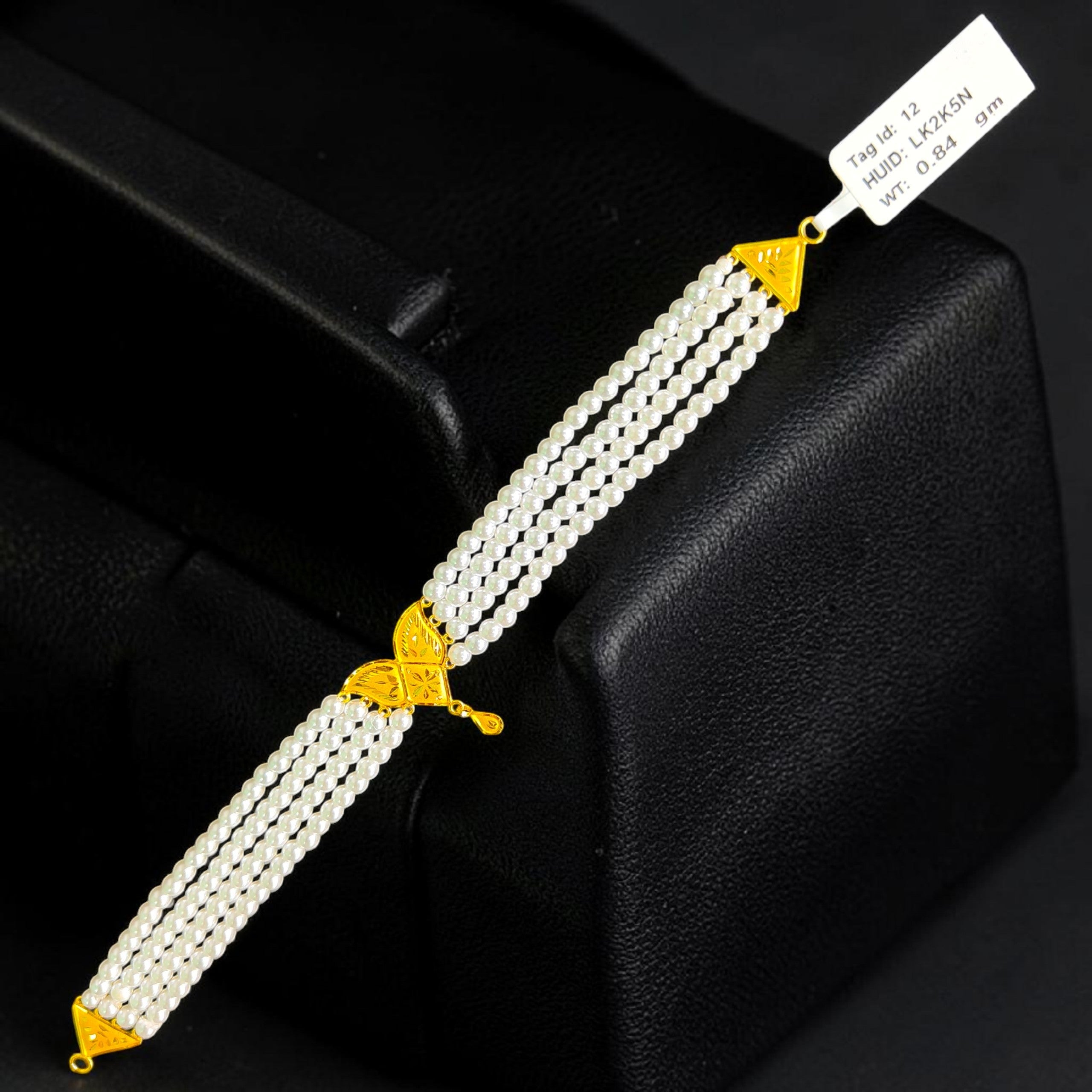 GOLD MOTI HAR- CERTIFIED BIS HUID HALLMARK 916 22KT GOLD MOTI CHOKER 1 PIECE (WGT: 0.840 GM) WITH ADJUSTABLE TASSEL FOR GIFT IN MARRIAGE.