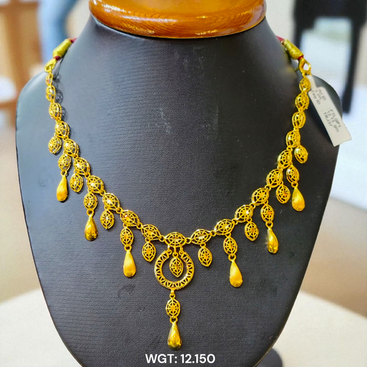 TURKISH DESIGN (GCN22) BIS CERTIFIED HUID HALLMARK 916 22KT GOLD NECKLACE CHOKER (APPROX WGT: 12.150 GM) 1 PIECE FOR WOMEN.