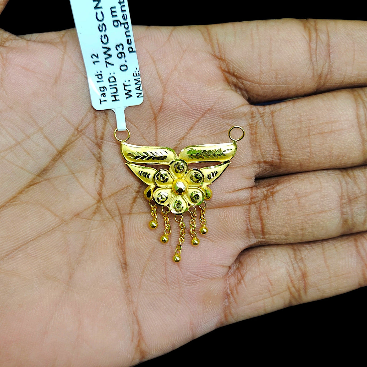 GPM9K- (WGT: 0.930 GM APPROX) BIS CERTIFIED HUID HALLMARK 375 9KT GOLD PENDANT FOR WOMEN 1 PIECE WITH FREE MANGALSUTRA & TASSEL. (7WGSCN)