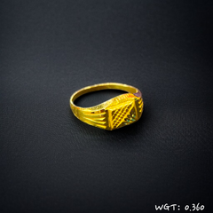 TRJ WGT: 0.360 GM APPROX KDM GOLD BABY FINGER RING 1 PIECE FOR RICE CEREMONY & BIRTHDAY.