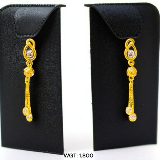 (GER22) BIS CERTIFIED WGT: 1.800 GM APPROX HUID HALLMARK 916 22KT GOLD EARRINGS KANBALA 1 PAIR FOR WOMEN.