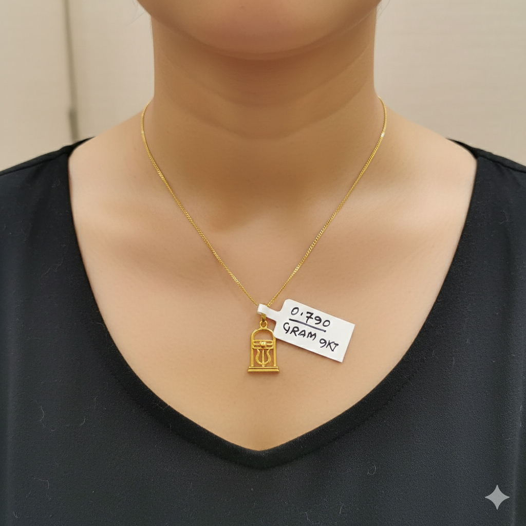 (GLC9) TRJ WGT: 0.790 GM APPROX BIS CERTIFIED HUID HALLMARK 9KT GOLD LOCKET FOR WOMEN 1 PIECE  FOR REGULAR USE CHAIN NOT INCLUDED.