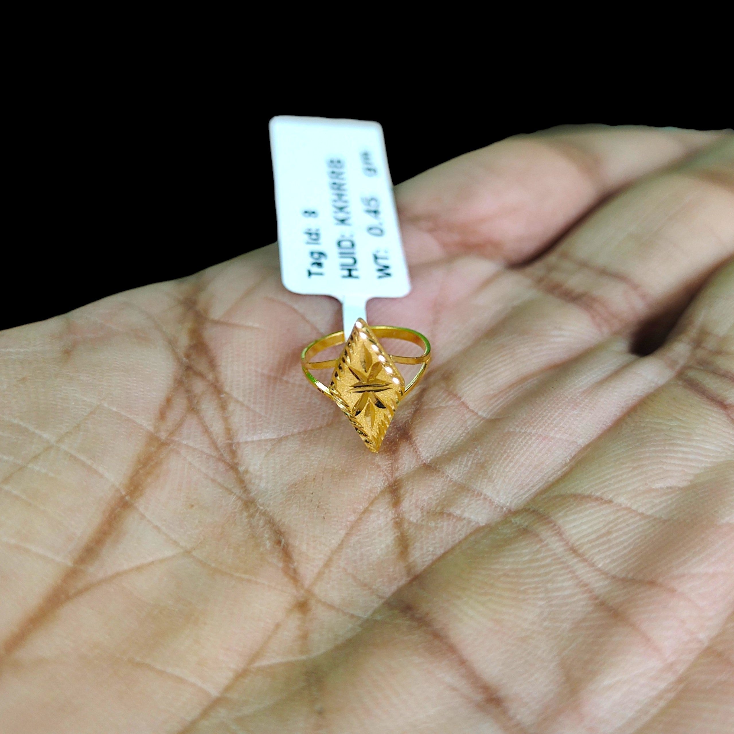 BABY JEWELLERY- TRJ WGT: 0.450 GM APPROX 22KT HUID HALLMARK GOLD BABY FINGER RING 1 PIECE FOR RICE CEREMONY & BIRTHDAY.