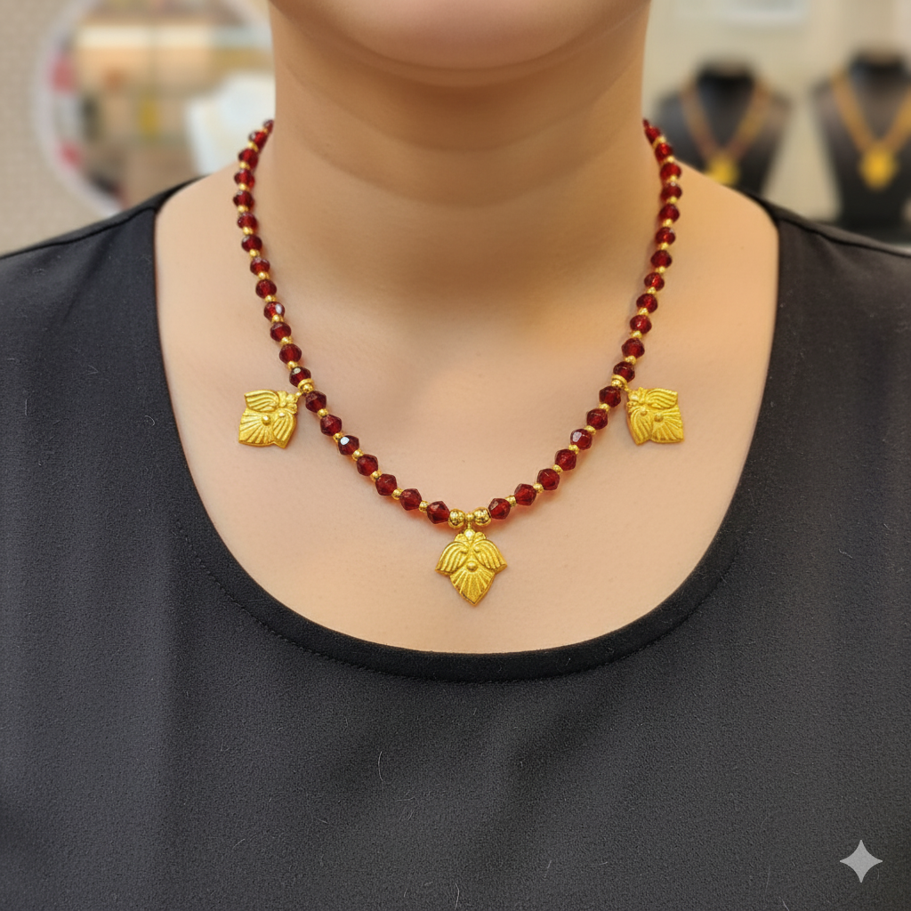 (GSH9) TRJ WGT: 0.590 GM APPROX BIS CERTIFIED HUID HALLMARK 9KT GOLD SELIHAR FOR WOMEN 1 PIECE FOR REGULAR USE.