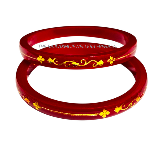 VISION RED (FACEBOOK VIRAL POLA) GOLDEN DETAILING LAMINATION POLA PATTERN DESIGN 1 PAIR FOR WOMEN - NON EXCHANGEABLE ITEM (GET ANY DESIGN AS PER AVAILABILITY)