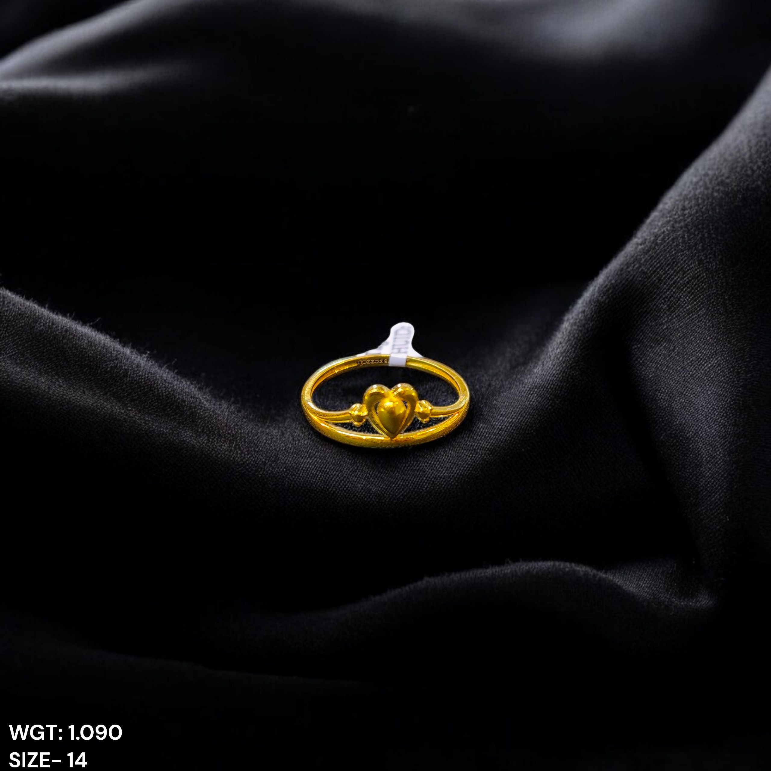 (GLFR9) TRJ (SIZE: 14) WGT: 1.090 GM APPROX BIS CERTIFIED HUID HALLMARK 9KT GOLD FINGER RING FOR WOMEN 1 PIECE FOR REGULAR USE.