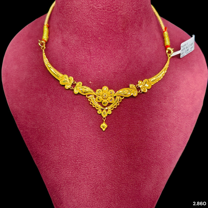 GCN22K- (8LV3DF)-(WGT: 2.860 APPROX) BIS CERTIFIED HUID HALLMARK 916 22KT GOLD NECKLACE 1 PIECE WITH FREE ADJUSTABLE TASSEL FOR WOMEN.