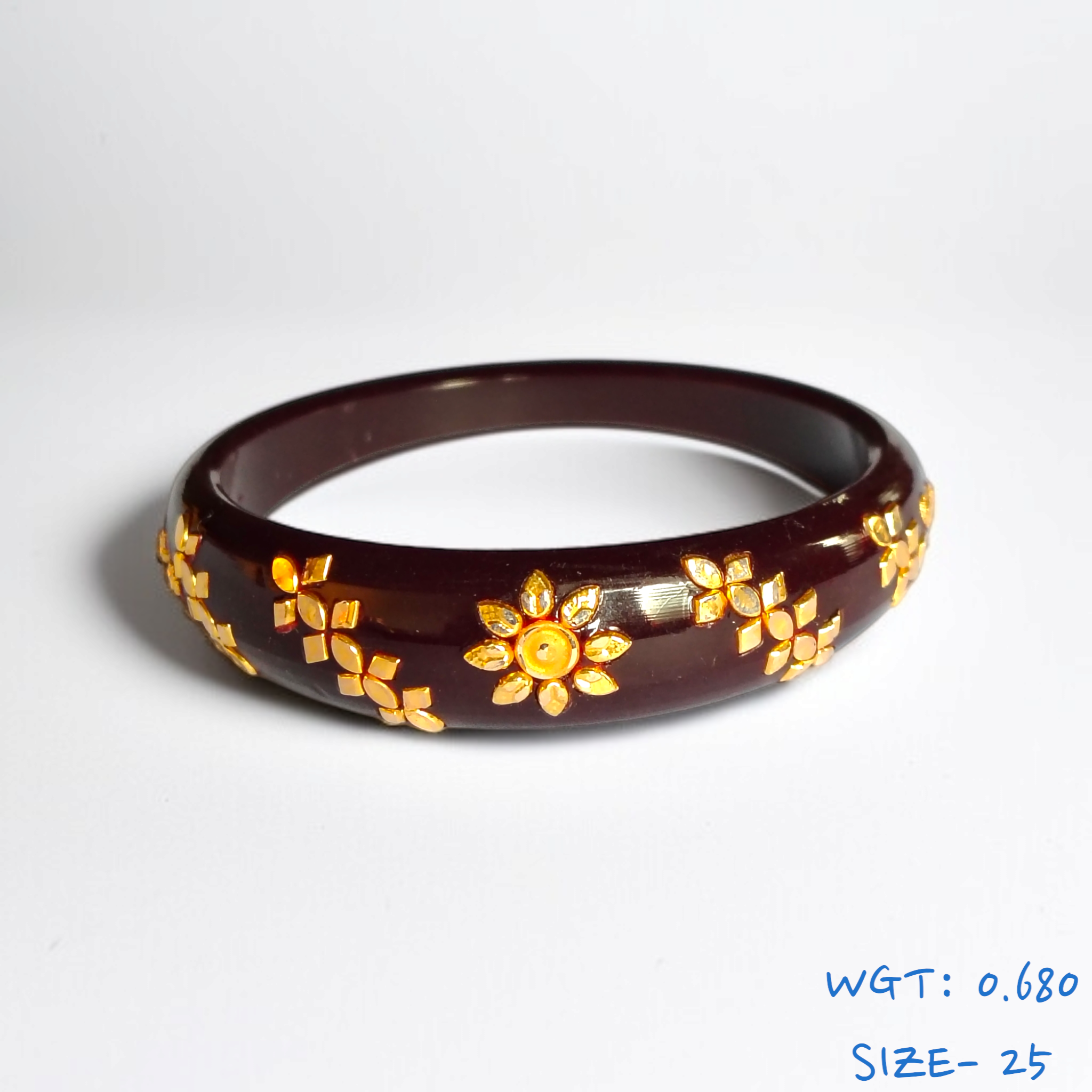 GBP18 (SIZE- 25) COFFEE COLOUR 18KT HALLMARK GOLD BRACELET POLA 1 PIECE FOR MARRIED WOMEN (REGULAR USE) APPROX WGT: 0.680 GM