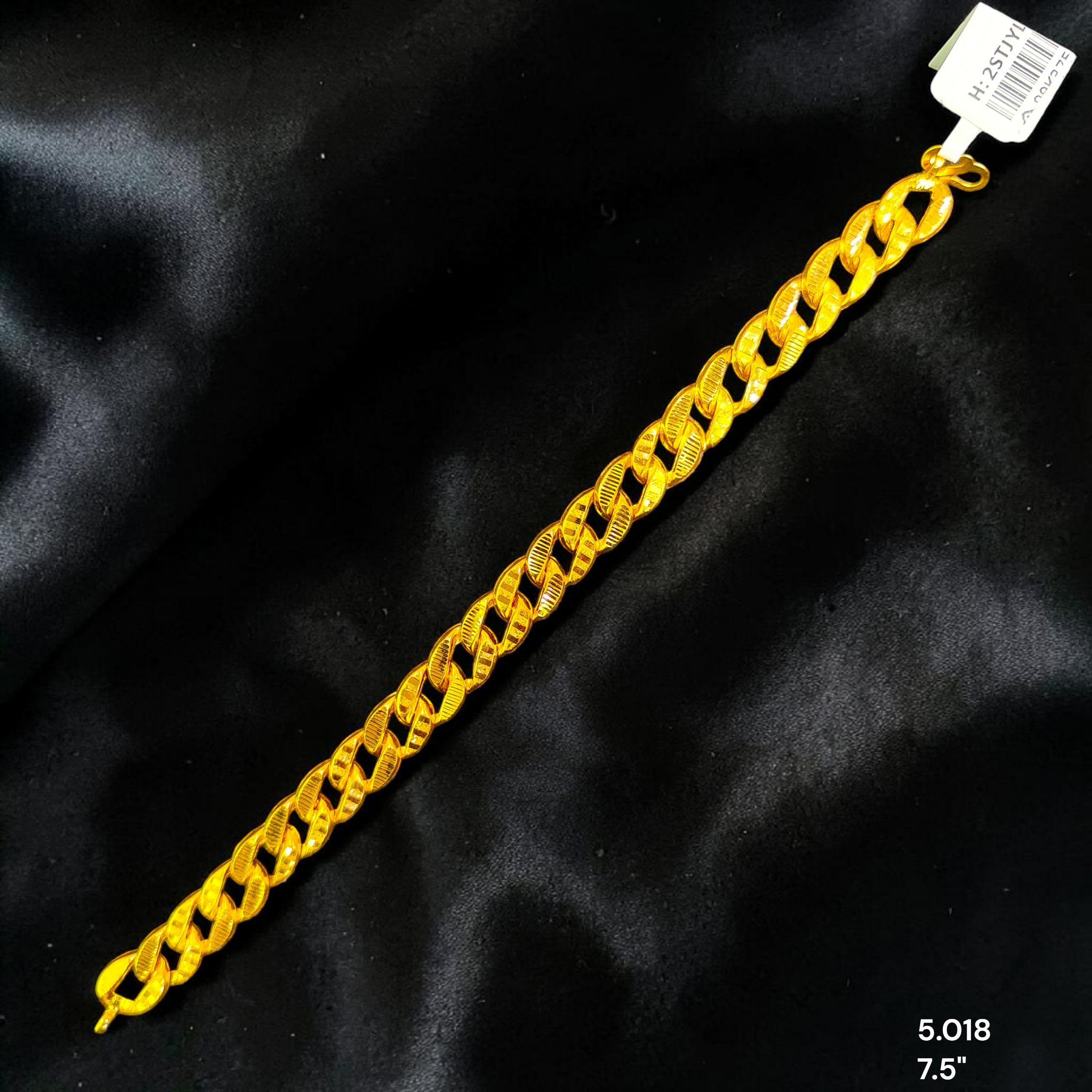 GOLD WRISTLET- 7.5" (WGT: 5.018 GM APPROX) BIS CERTIFIED HUID HALLMARK 375 9KT GOLD WRISTLET FOR GENTS.
