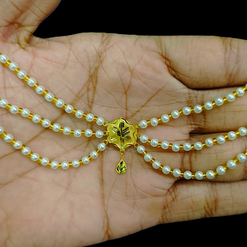 BFG-(WGT: 0.240 GM APPROX) BIS CERTIFIED HUID HALLMARK 375 9KT GOLD MOTI NECKLACE 1 PIECE  WITH ADJUSTABLE TASSEL FOR GIFT IN MARRIAGE.