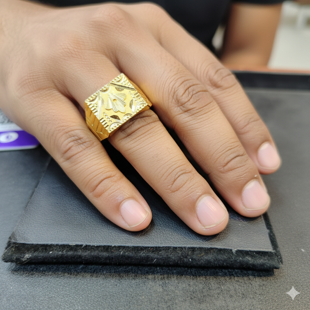 (GGFR) SIZE:22 (WGT: 2.760 GRAM APPROX) BIS CERTIFIED HUID HALLMARK 916 22KT GOLD GENTS FINGER RING FOR MENS 1 PIECE.