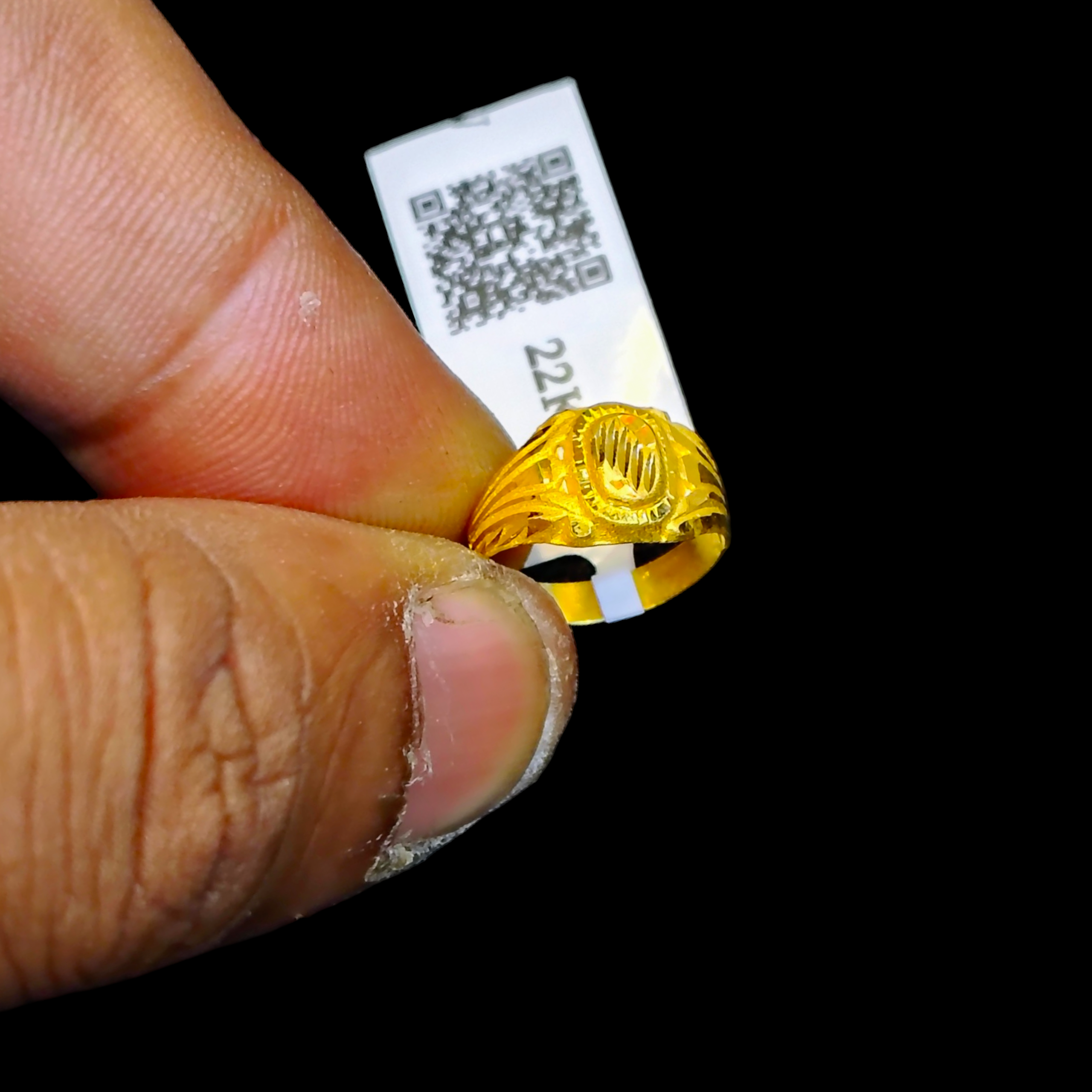 BABY JEWELLERY- TRJ WGT: 0.500 GM APPROX 22KT HUID HALLMARK GOLD BABY FINGER RING 1 PIECE FOR RICE CEREMONY & BIRTHDAY.