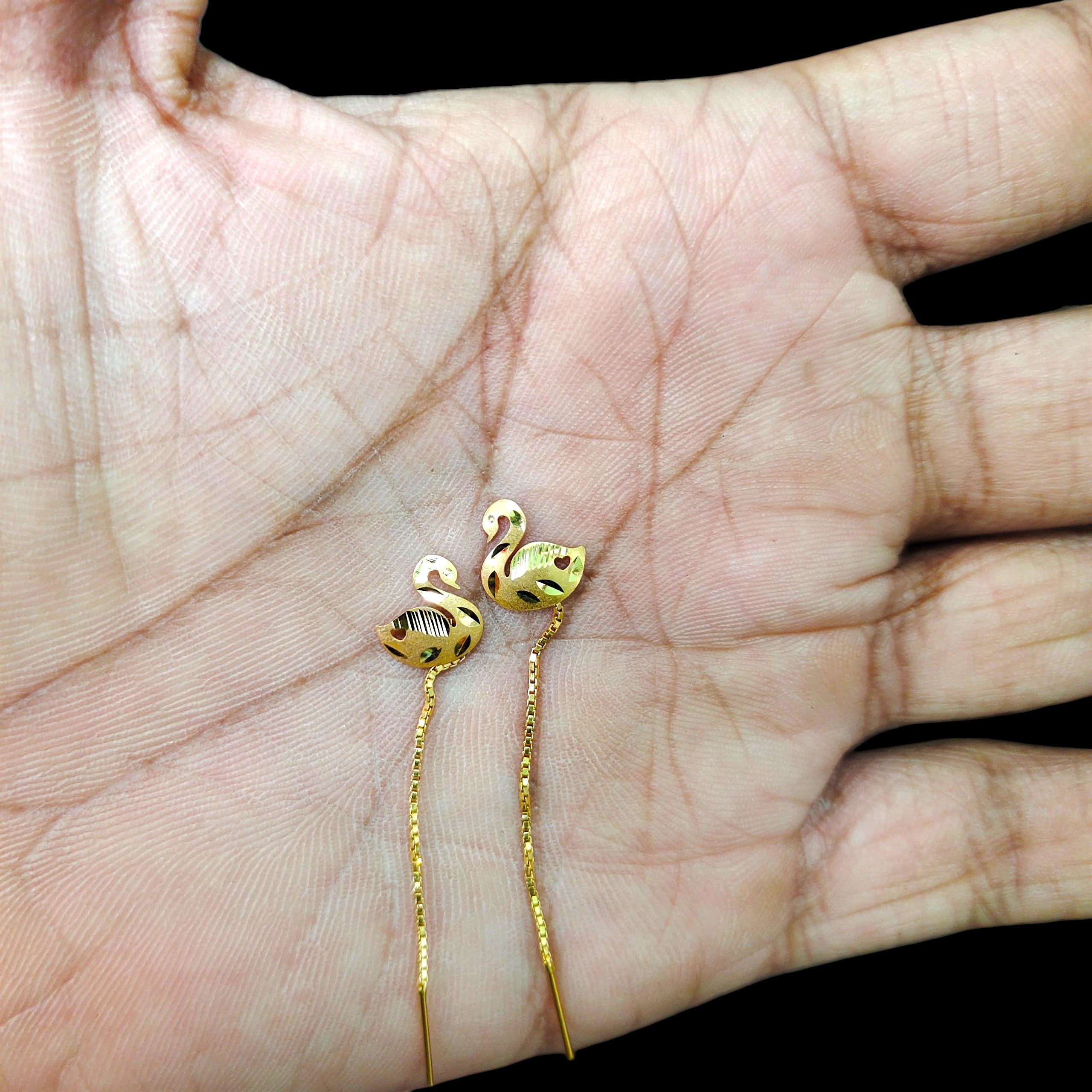 GOLD SUIDHAGA- (WGT: 0.490 GM APPROX) BIS CERTIFIED HUID HALLMARK 9KT GOLD SUIDHAGA EARRINGS (1 PAIR) FOR WOMEN.