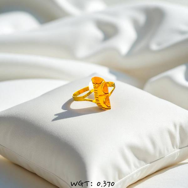 (GBJ) TRJ WGT: 0.370 GM APPROX 22KT HUID HALLMARK GOLD BABY FINGER RING 1 PIECE FOR RICE CEREMONY & BIRTHDAY.