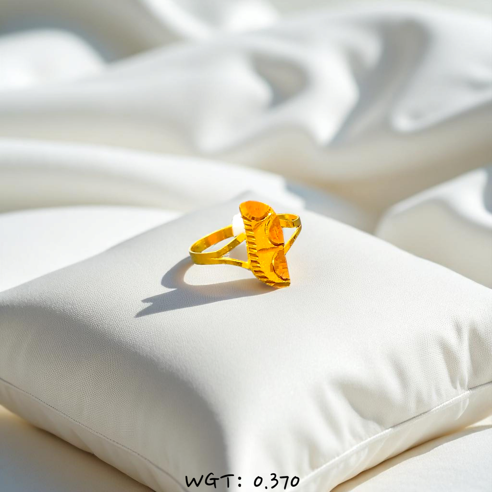 (GBJ) TRJ WGT: 0.370 GM APPROX 22KT HUID HALLMARK GOLD BABY FINGER RING 1 PIECE FOR RICE CEREMONY & BIRTHDAY.
