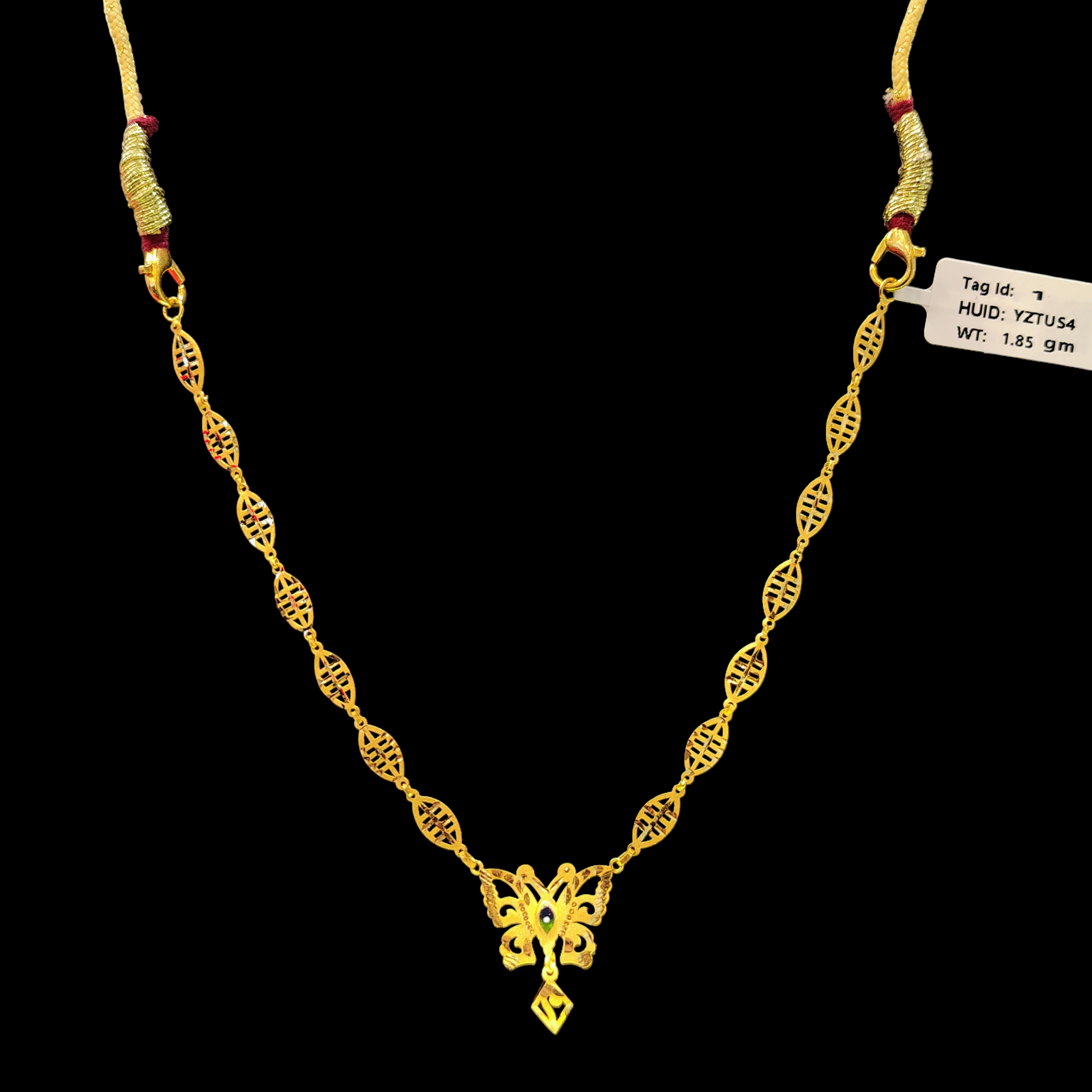 GOLD CHOKER NECKLACE- WGT: 1.850 BIS CERTIFIED HUID HALLMARK 916 22KT GOLD NECKLACE 1 PIECE WITH FREE ADJUSTABLE TASSEL FOR WOMEN.