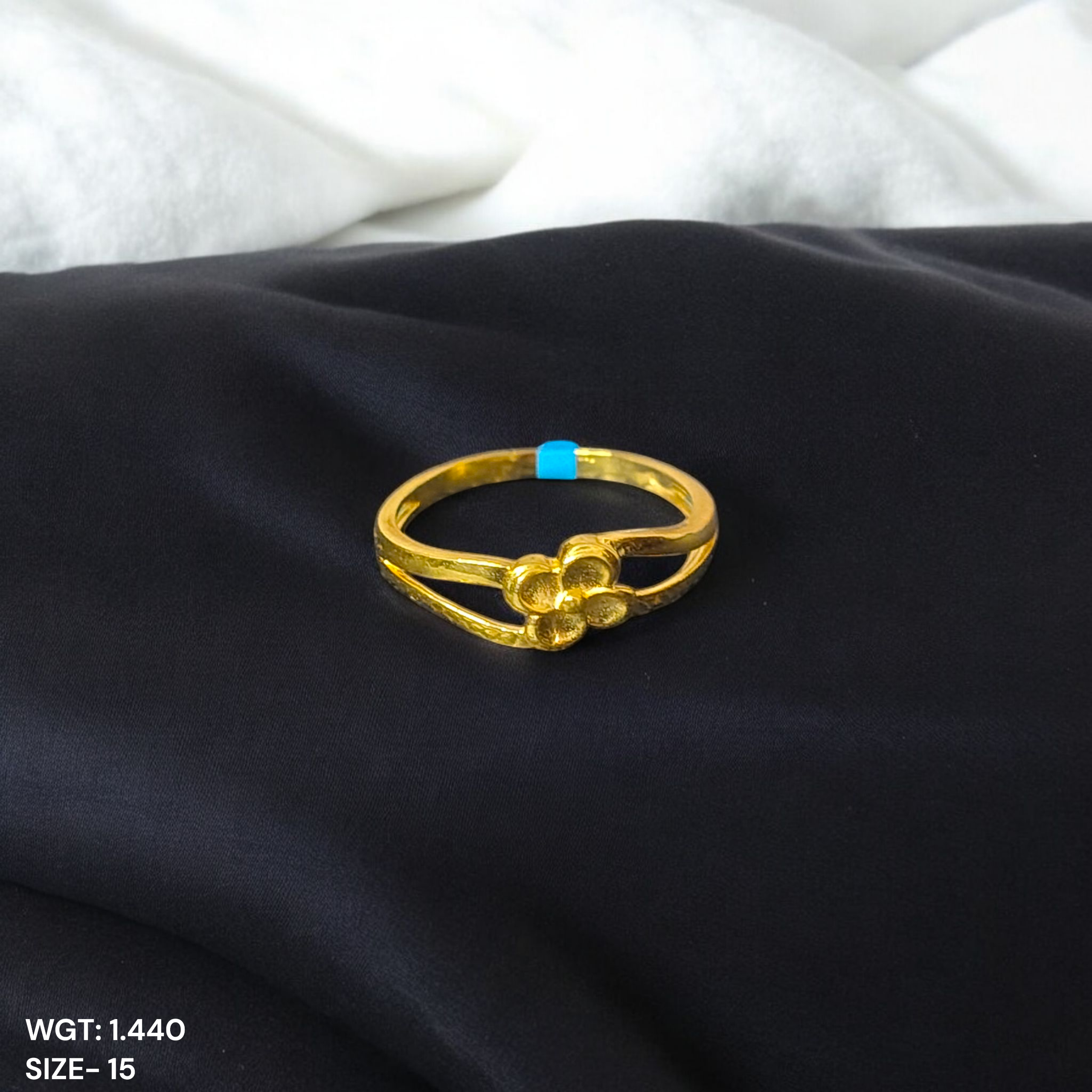 (GLFR9) TRJ (SIZE: 15) WGT: 1.440 GM APPROX BIS CERTIFIED HUID HALLMARK 9KT GOLD FINGER RING FOR WOMEN 1 PIECE FOR REGULAR USE.