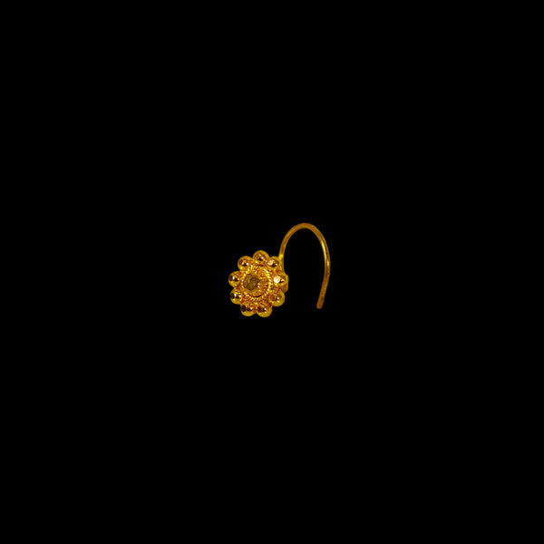 (ODJ) RAJLAXMI 3MM 9KT KDM GOLD NOSEPIN SUNFLOWER DESIGN 1 PIECE APPROX WGT: 0.100 GM FOR BEST GIFT IN MARRIAGE & ANIVERSARY FOR WOMEN.