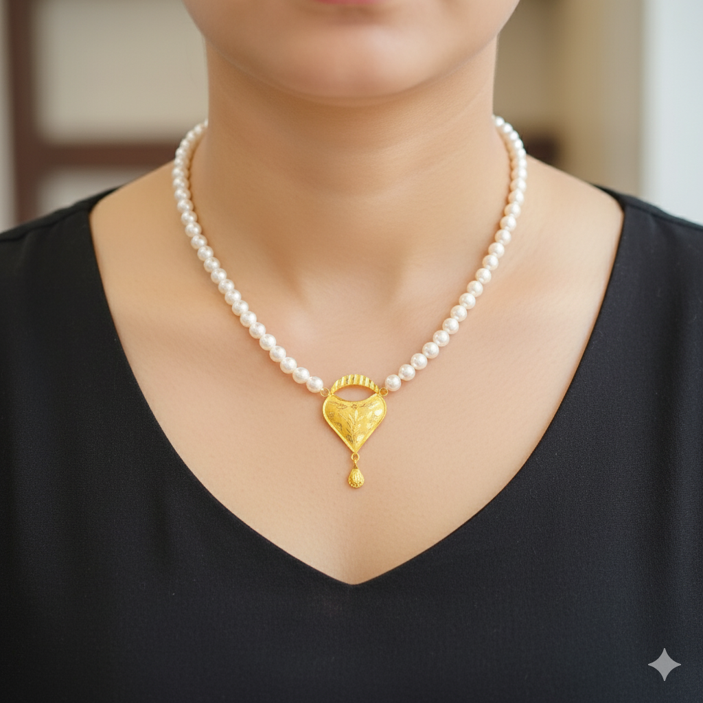 (GMP22) BIS CERTIFIED WGT: 1.150 GM APPROX HUID HALLMARK 916 22KT GOLD MOTI PENDANT 1 PIECE FOR YOUR BEAUTIFUL WIFE.