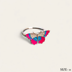 (GREAT FREEDOM SALE) RAJLAXMI HALLMARK 925 SILVER FINGER BUTTERFLY MINAKARI DESIGN RING 1 PIECE FOR WOMEN FOR REGULAR USE - BEST FOR GIFTING (SOLD ON MRP)