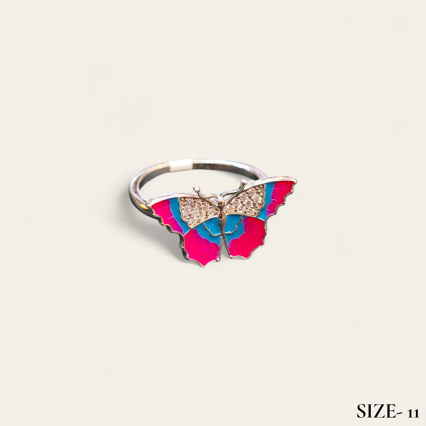 RAJLAXMI HALLMARK 925 SILVER FINGER BUTTERFLY MINAKARI DESIGN RING 1 PIECE FOR WOMEN FOR REGULAR USE - BEST FOR GIFTING (SOLD ON MRP)