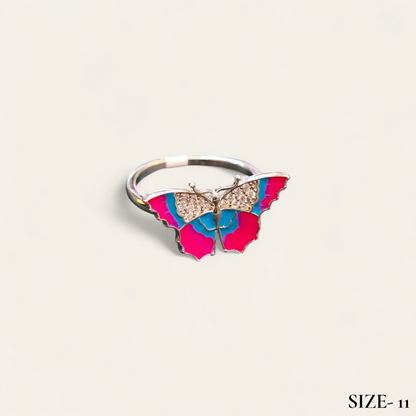 RAJLAXMI HALLMARK 925 SILVER FINGER BUTTERFLY MINAKARI DESIGN RING 1 PIECE FOR WOMEN FOR REGULAR USE - BEST FOR GIFTING (SOLD ON MRP)