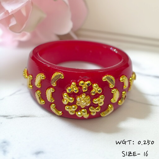 (GPR) TRJ (SIZE: 16) WGT: 0.250 GM APPROX (50 TONCH) KDM GOLD POLA RING FOR WOMEN 1 PIECE FOR GIFT (SOLD ON MRP)
