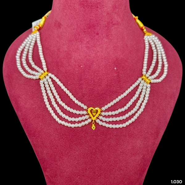 GOLD MOTI HAR- (H7YVLC)-(WGT: 1.030 GM APPROX) CERTIFIED BIS HALLMARK HUID 22KT GOLD MOTI NECKLACE 1 PIECE WITH ADJUSTABLE TASSEL.