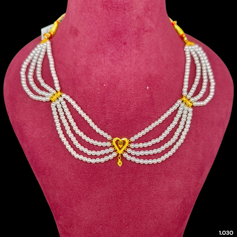 GOLD MOTI HAR- (H7YVLC)-(WGT: 1.030 GM APPROX) CERTIFIED BIS HALLMARK HUID 22KT GOLD MOTI NECKLACE 1 PIECE WITH ADJUSTABLE TASSEL.