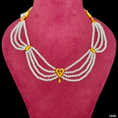 GOLD MOTI HAR- (H7YVLC)-(WGT: 1.030 GM APPROX) CERTIFIED BIS HALLMARK HUID 22KT GOLD MOTI NECKLACE 1 PIECE WITH ADJUSTABLE TASSEL.