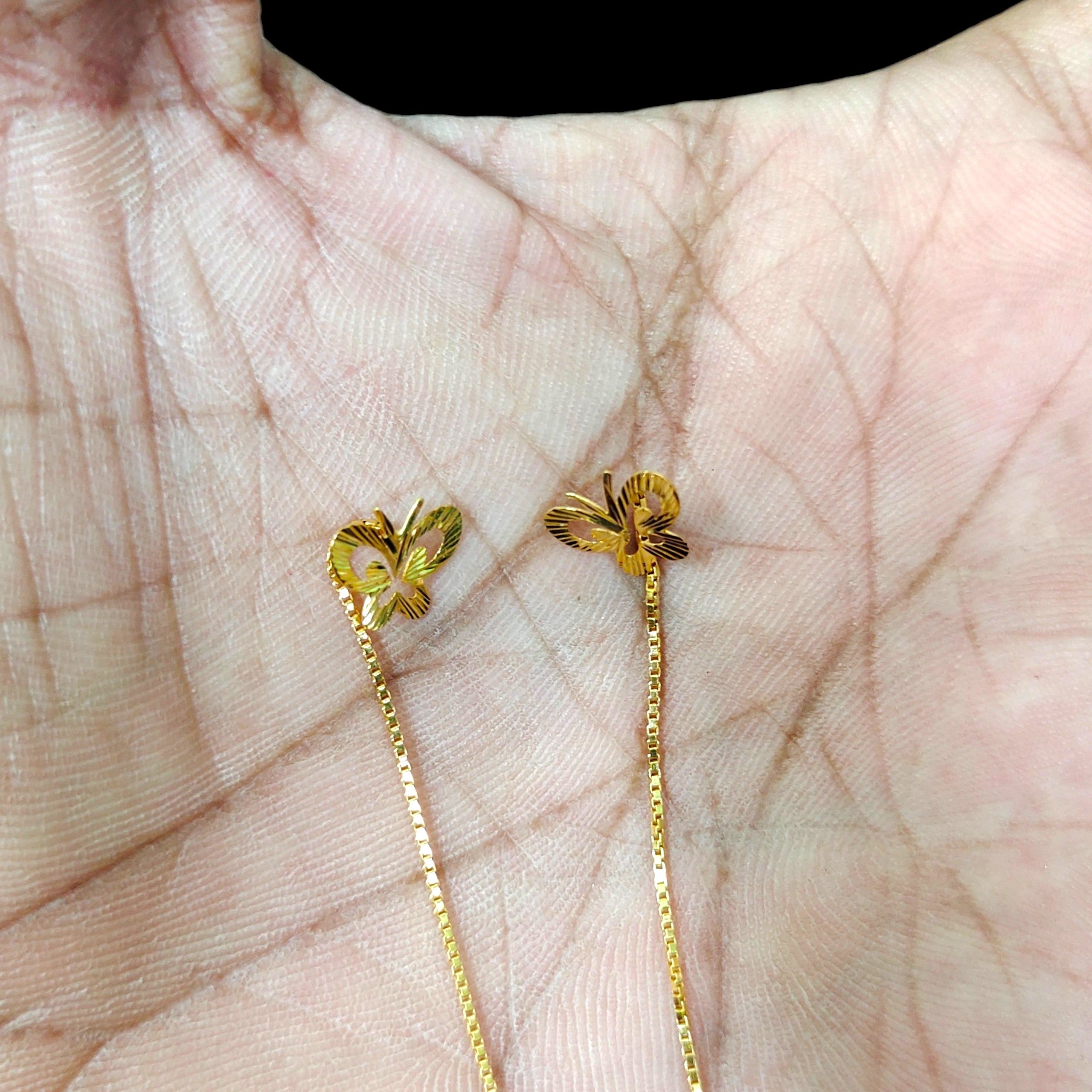 GOLD SUIDHAGA- (WGT: 0.610 GM APPROX) BIS CERTIFIED HUID HALLMARK 9KT GOLD SUIDHAGA EARRINGS (1 PAIR) FOR WOMEN.
