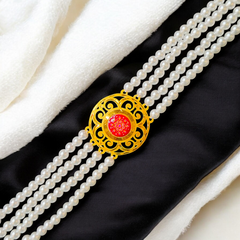 CERTIFIED BIS HUID HALLMARK 916 22KT GOLD MOTI CHOKER 1 PIECE (WGT:0.830 GM) WITH ADJUSTABLE TASSEL FOR GIFT IN MARRIAGE.