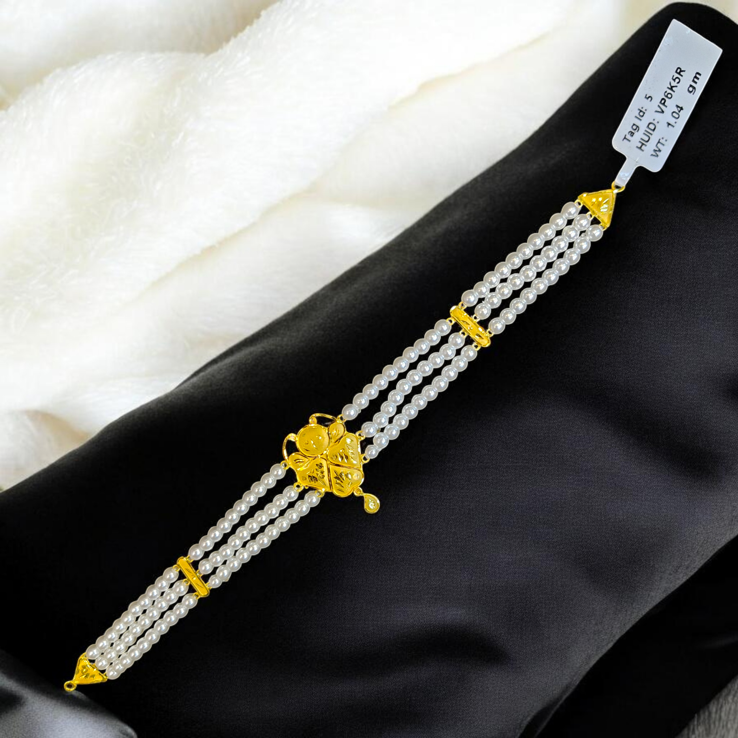 PEARL CHOKER- CERTIFIED BIS HUID HALLMARK 916 22KT GOLD MOTI CHOKER 1 PIECE (WGT:1.040 GM) WITH ADJUSTABLE TASSEL FOR GIFT IN MARRIAGE.