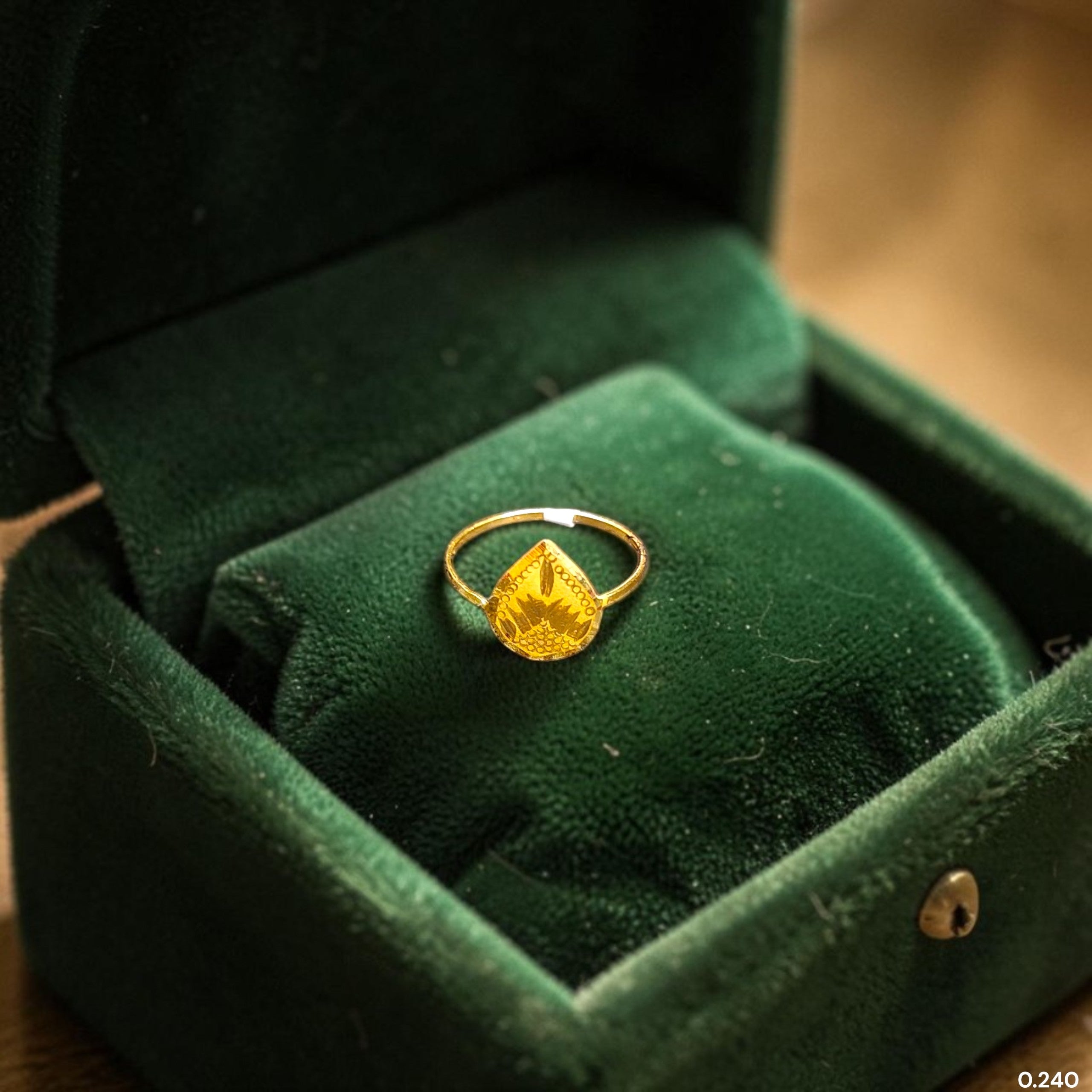 BABY JEWELLERY- TRJ WGT: 0.240 GM APPROX 22KT HUID HALLMARK GOLD BABY FINGER RING 1 PIECE FOR RICE CEREMONY & BIRTHDAY.