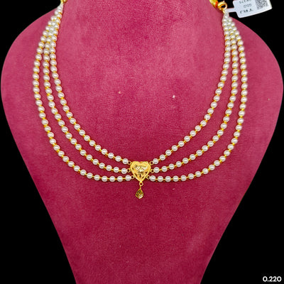 BFG-(WGT: 0.220 GM APPROX) BIS CERTIFIED HUID HALLMARK 375 9KT GOLD MOTI NECKLACE 1 PIECE  WITH ADJUSTABLE TASSEL FOR GIFT IN MARRIAGE.