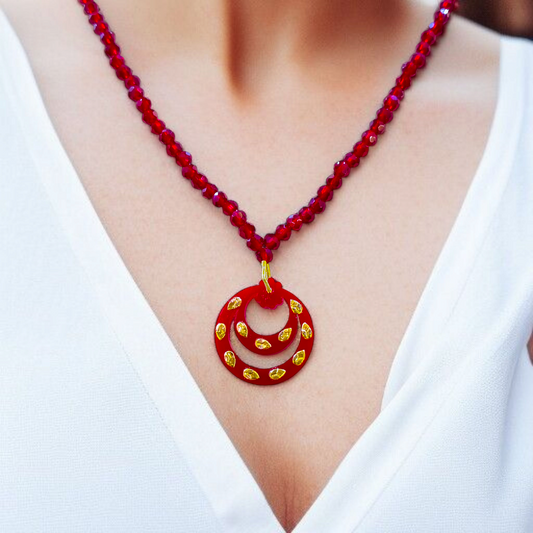 (GREAT FREEDOM OFFER) LASER PASTING DOUBLE RING DESIGN KDM GOLD POLA PENDANT (MINI) 1 PIECE WITH ADJUSTABLE TASSEL (50 TONCH) BEST FOR GIFT APPROX WGT: 0.100 GM SOLD ON MRP BY RAJLAXMI.