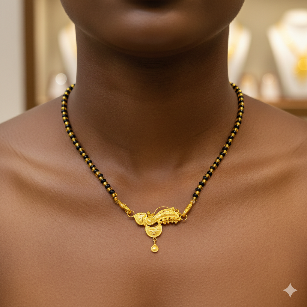 GOLD PENDANT- WGT: 0.670 GM APPROX 22KT HUID HALLMARK GOLD PENDANT MANGALSUTRA 1 PIECE WITH TASSEL.