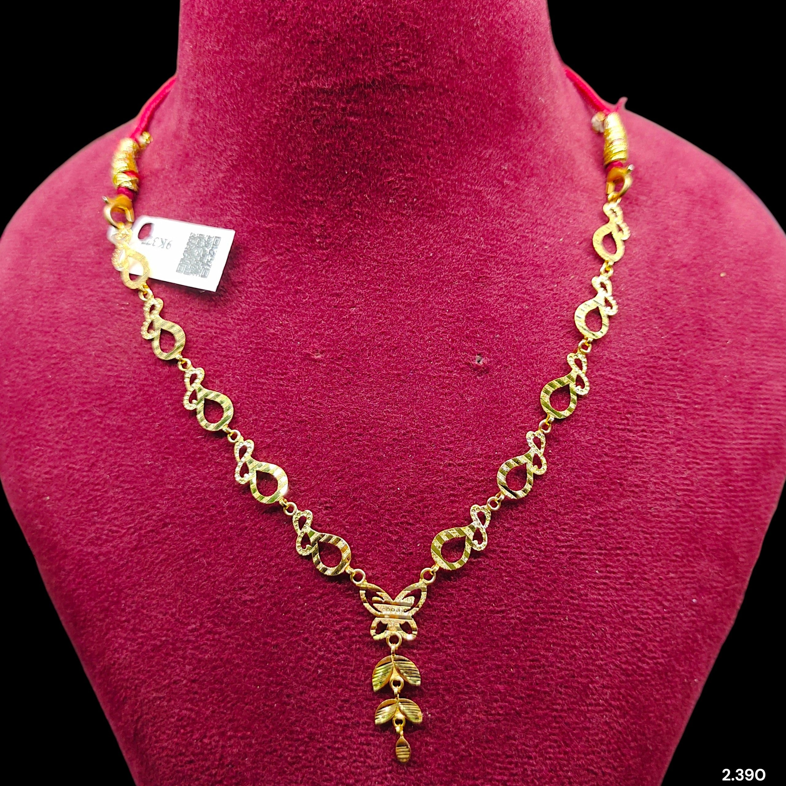 GOLD NECKLACE-(WGT: 2.390 GM APPROX) BIS CERTIFIED HUID HALLMARK 375 9KT GOLD NECKLACE 1 PIECE FOR WOMEN.