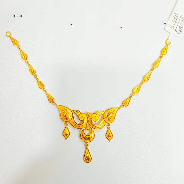 BIS CERTIFIED WGT: 3.010 GM APPROX HUID HALLMARK 22KT 916 GOLD NECKLACE CHOKER 1 PIECE FOR WOMEN.