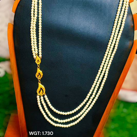 TRJ WGT: 1.730 GM APPROX 22KT HUID HALLMARK GOLD MOTI NECKLACE LOHORI 1 PIECE WITH ADJUSTABLE TASSEL.