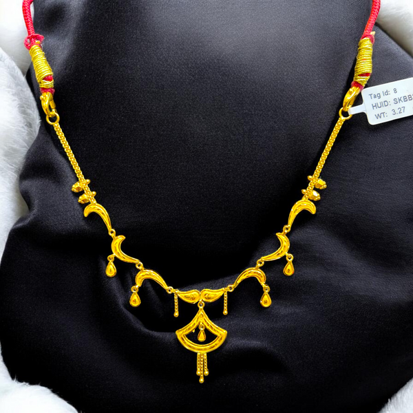 GOLD CHOKER NECKLACE- WGT: 3.270 BIS CERTIFIED HUID HALLMARK 916 22KT GOLD NECKLACE 1 PIECE WITH FREE ADJUSTABLE TASSEL FOR WOMEN.