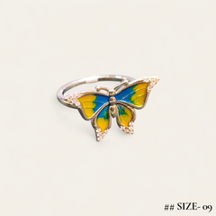 (GREAT FREEDOM SALE) RAJLAXMI HALLMARK 925 SILVER FINGER BUTTERFLY MINAKARI DESIGN RING 1 PIECE FOR WOMEN FOR REGULAR USE - BEST FOR GIFTING (SOLD ON MRP)