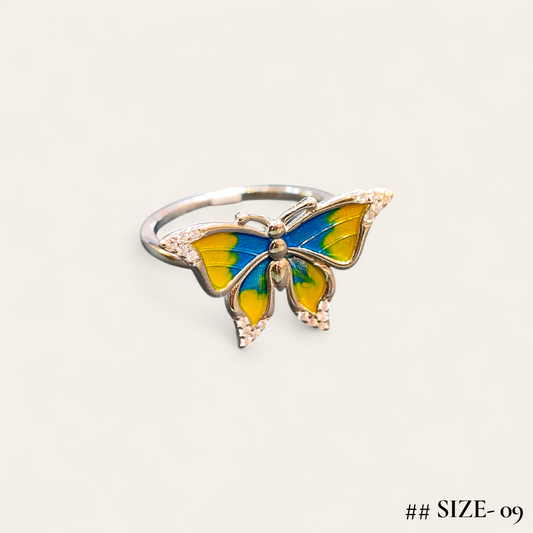 (GREAT FREEDOM SALE) RAJLAXMI HALLMARK 925 SILVER FINGER BUTTERFLY MINAKARI DESIGN RING 1 PIECE FOR WOMEN FOR REGULAR USE - BEST FOR GIFTING (SOLD ON MRP)