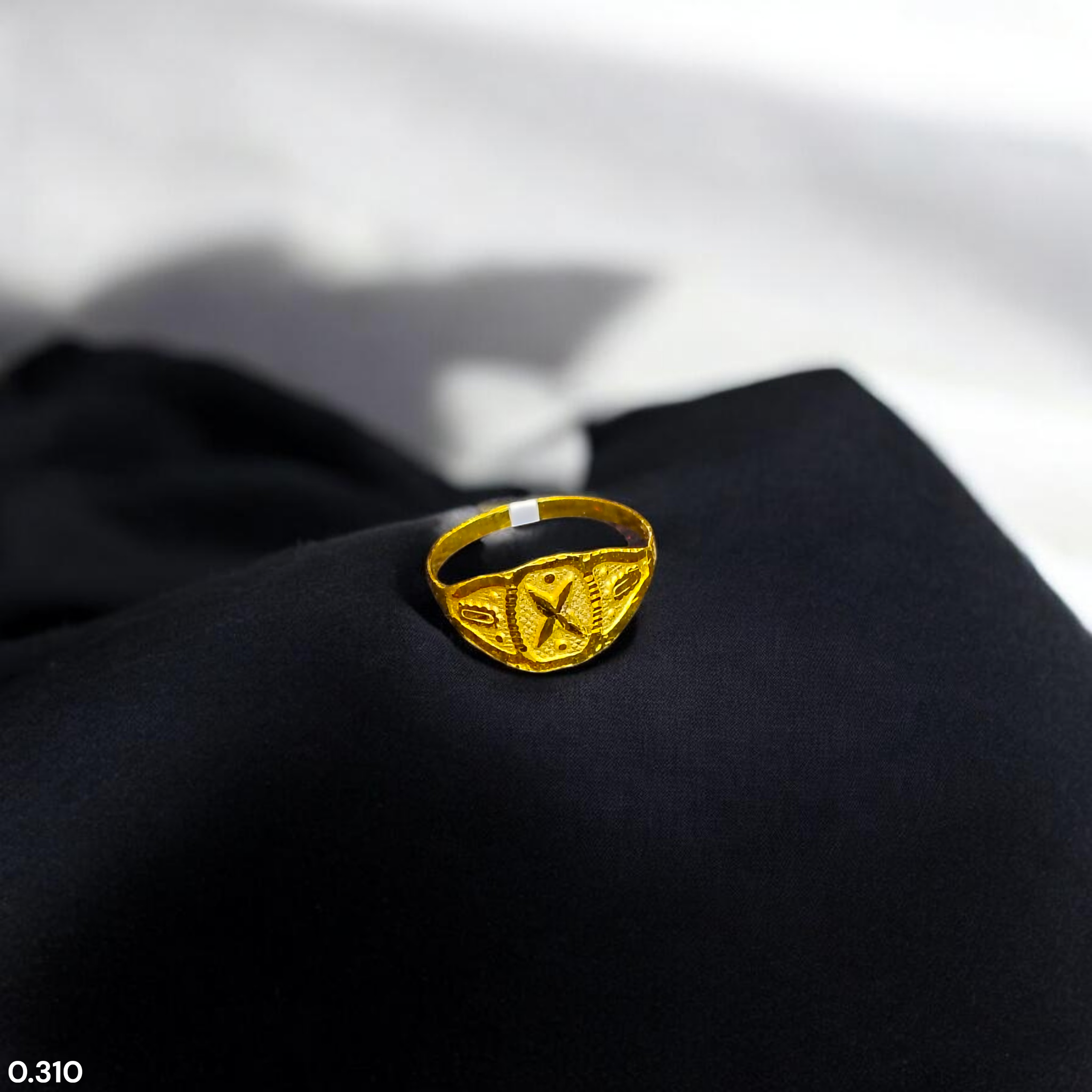 BABY JEWELLERY- TRJ WGT: 0.310 GM APPROX 375 9KT HUID HALLMARK GOLD BABY FINGER RING 1 PIECE FOR RICE CEREMONY & BIRTHDAY.