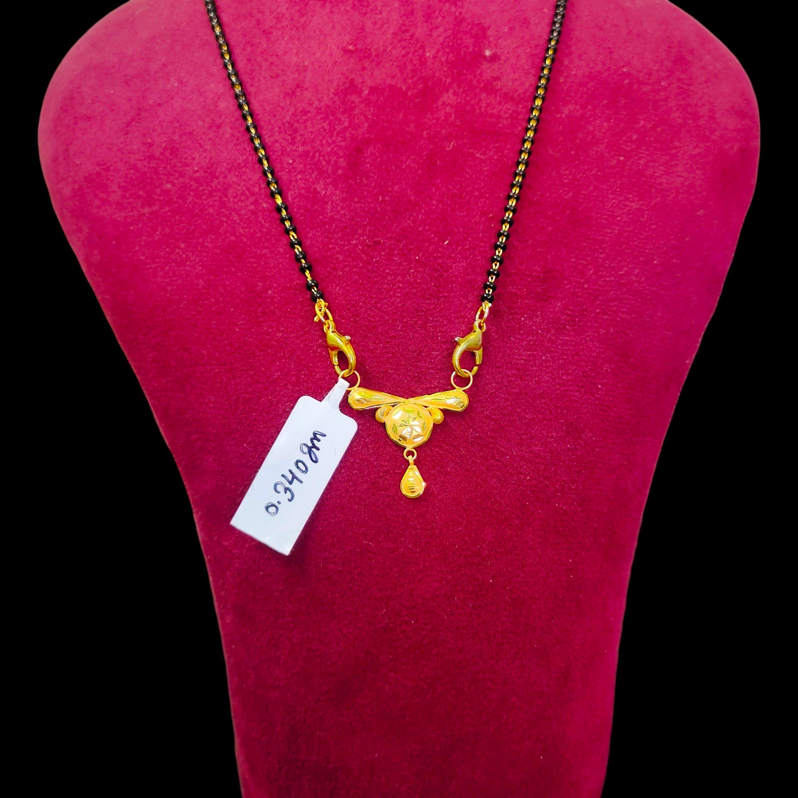 GOLD PENDANT- (WGT: 0.340 GM APPROX) BIS CERTIFIED HUID HALLMARK 375 9KT GOLD PENDANT FOR WOMEN 1 PIECE WITH FREE MANGALSUTRA & TASSEL.