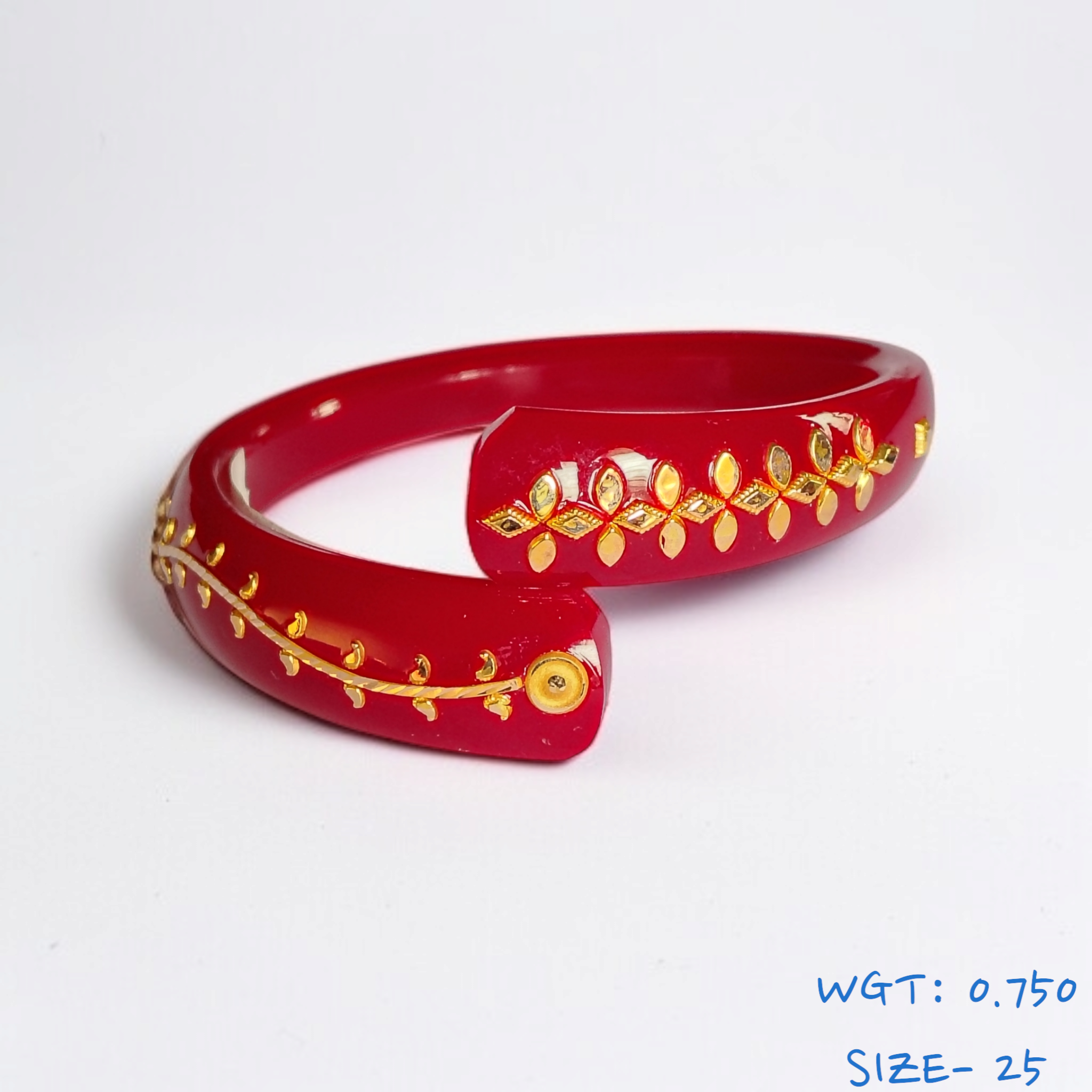 (SIZE- 25) RED COLOUR 18KT HALLMARK GOLD BRACELET POLA 1 PIECE FOR MARRIED WOMEN (REGULAR USE) APPROX WGT: 0.750 GM