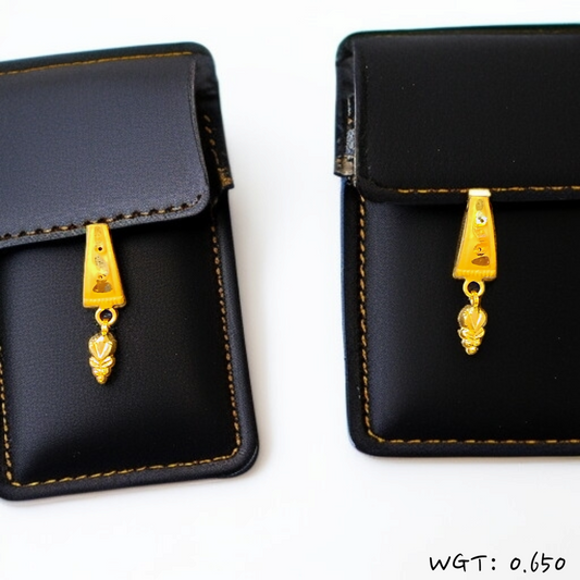 RAJLAXMI WGT: 0.650 GM APPROX HUID HALLMARK 916 22KT GOLD EAR TOPS STUD 1 PAIR FOR REGULAR USE.